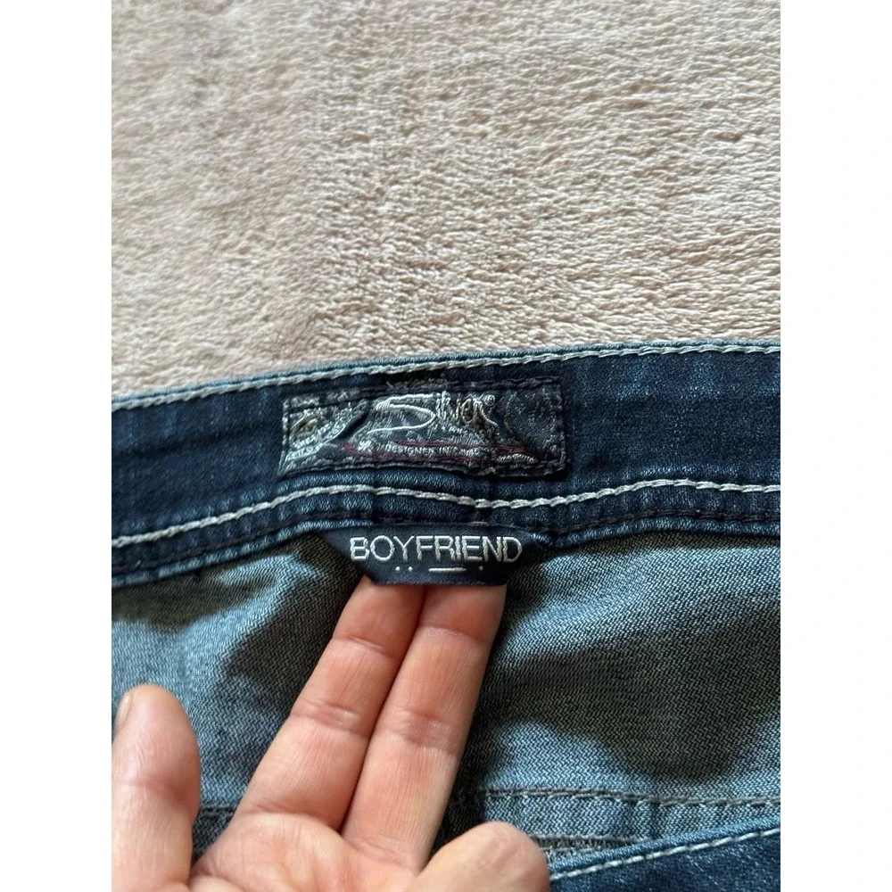 Silver Jeans Womens Boyfriend Distressed Blue Denim‎ Jean Sz 24